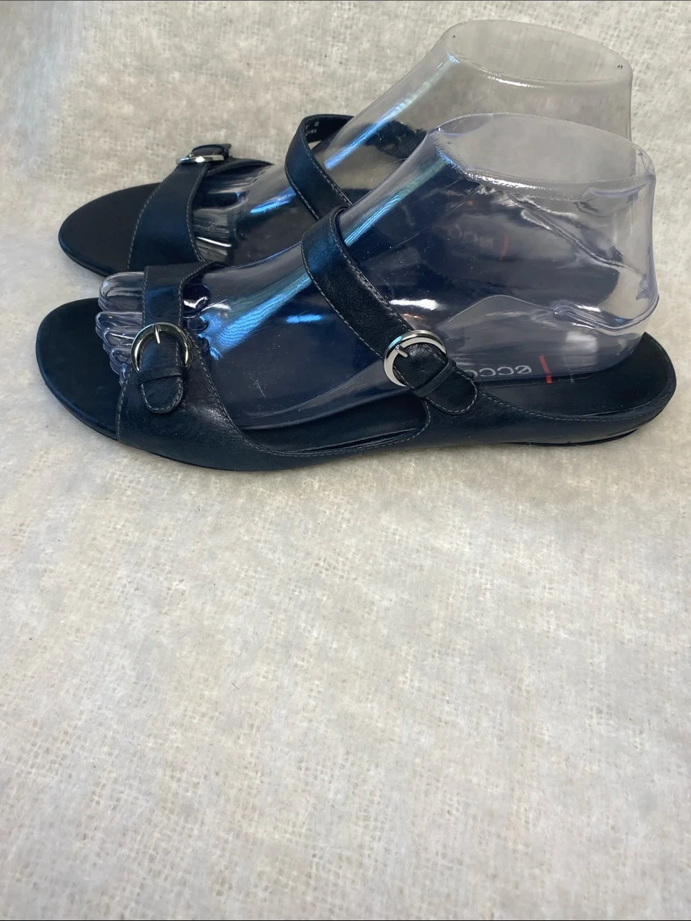 Ecco Women's Black Two-Strap Buckle Sandals